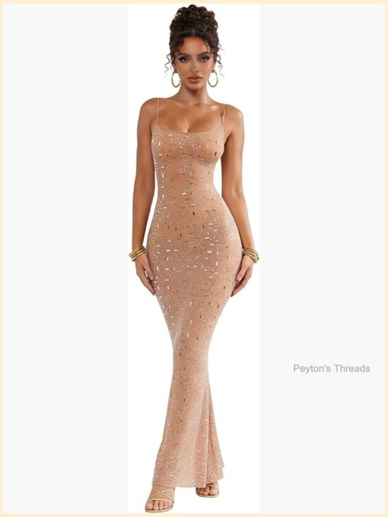 Other - Mesh Rhinestone Cover Up Dress Sparkle Sheer Maxi Swimwear Coverups